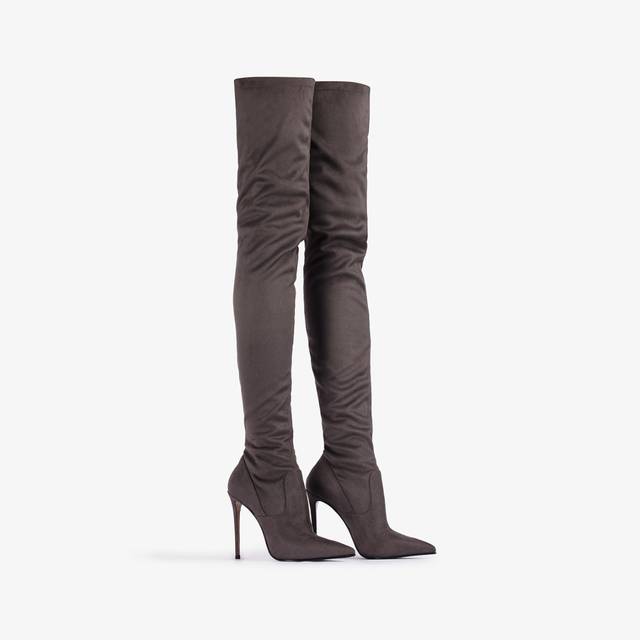 Le Silla Stivale sopra al ginocchio camoscio vegan stretch grigio urban Saldi