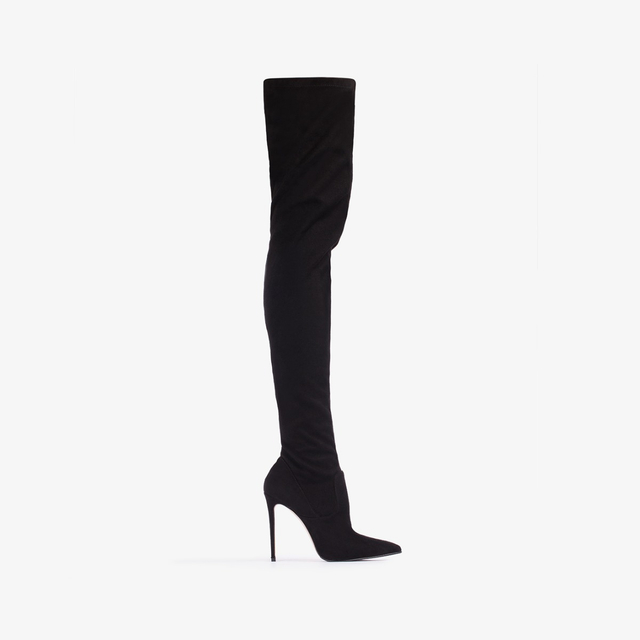 Le Silla Stivale sopra al ginocchio camoscio vegan stretch nero Offerte