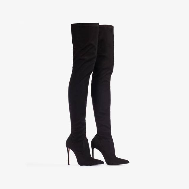 Le Silla Stivale sopra al ginocchio camoscio vegan stretch nero Offerte