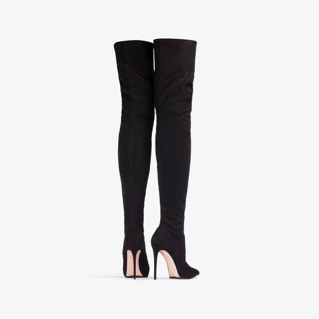 Le Silla Stivale sopra al ginocchio camoscio vegan stretch nero Offerte