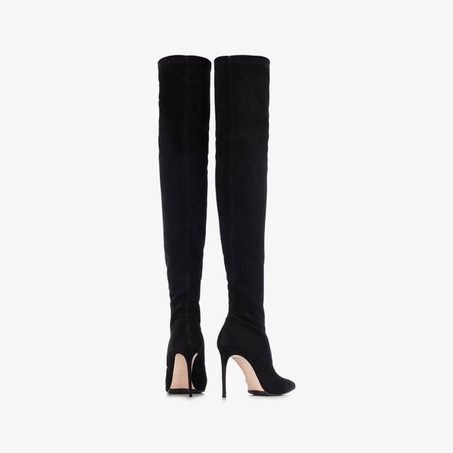 Le Silla Stivale sopra il ginocchio camoscio stretch nero Hotsell