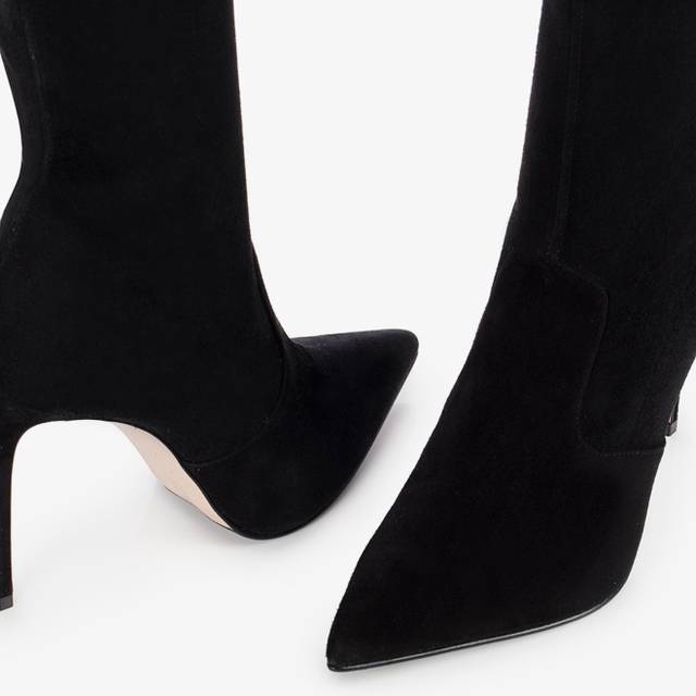 Le Silla Stivale sopra il ginocchio camoscio stretch nero Hotsell