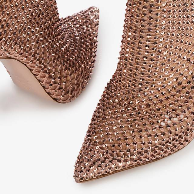 Le Silla Stivaletto calza oro rosa e Cristalli Negozio