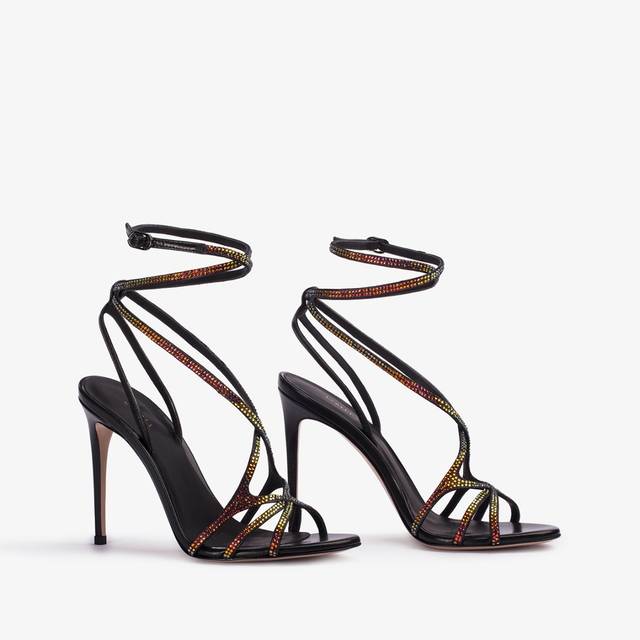 Le Silla Sandalo gioiello cristalli nero iridescente Spedizione gratuita