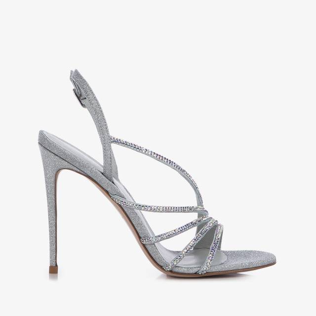 Le Silla Sandalo gioiello Cristalli e tessuto glitterato argento Flash Sale