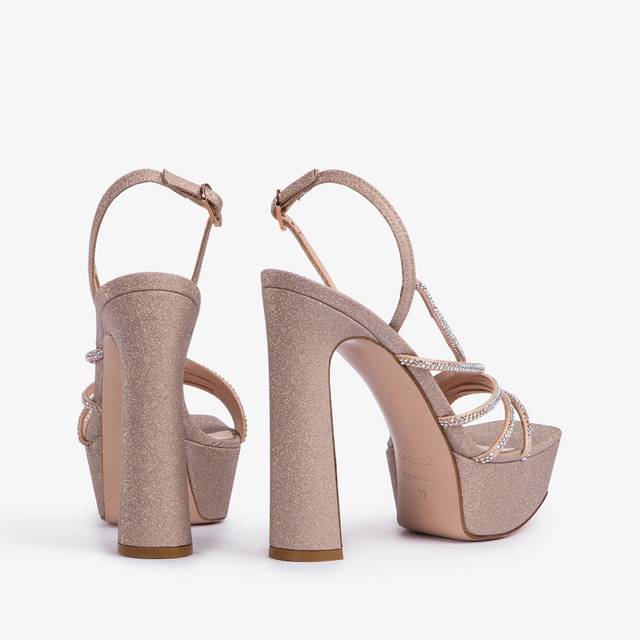 Le Silla Sandalo con plateau tessuto glitterato nude skin Offerta Pasqua