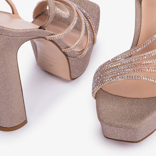 Le Silla Sandalo con plateau tessuto glitterato nude skin Offerta Pasqua