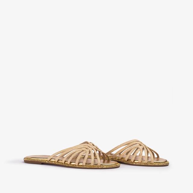 Le Silla Sandalo rafia beige naturale con Cristalli oro Offerta Anniversario