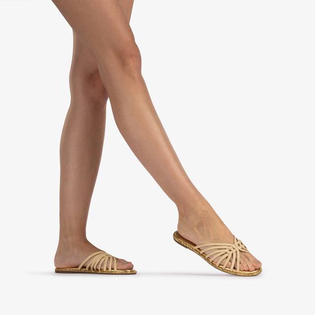 Le Silla Sandalo rafia beige naturale con Cristalli oro Offerta Anniversario