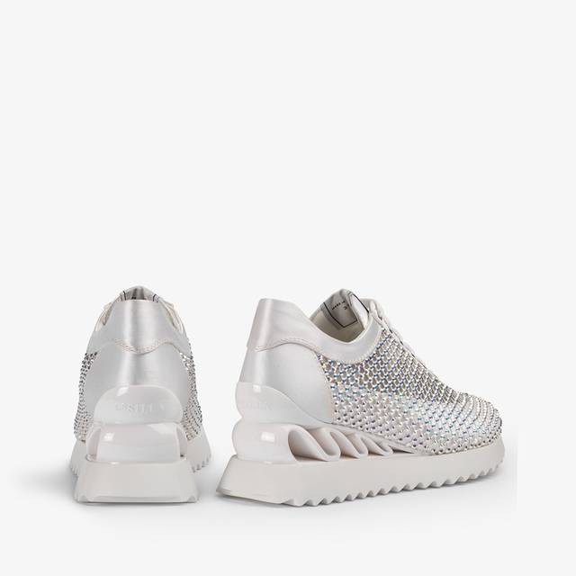 Le Silla Sneaker rete bianca carta e Cristalli Grandi sconti