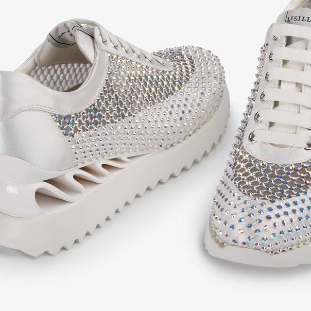 Le Silla Sneaker rete bianca carta e Cristalli Grandi sconti