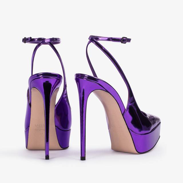 Le Silla Slingback con plateau metallizzata viola kamala Offerte speciali