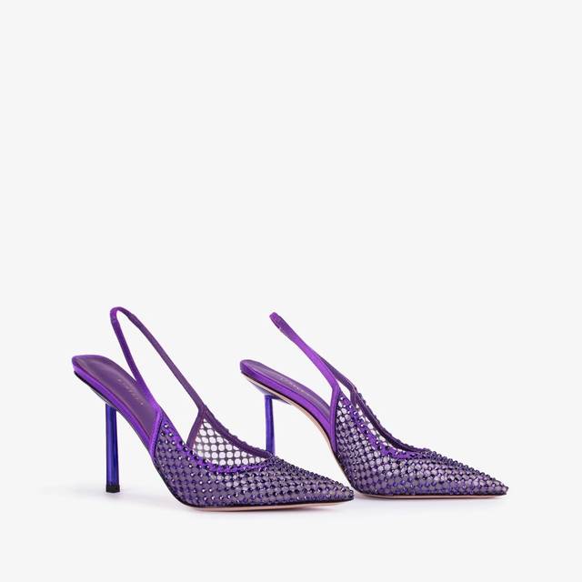 Le Silla Slingback gioiello rete viola Kamala e Cristalli Enormi risparmi