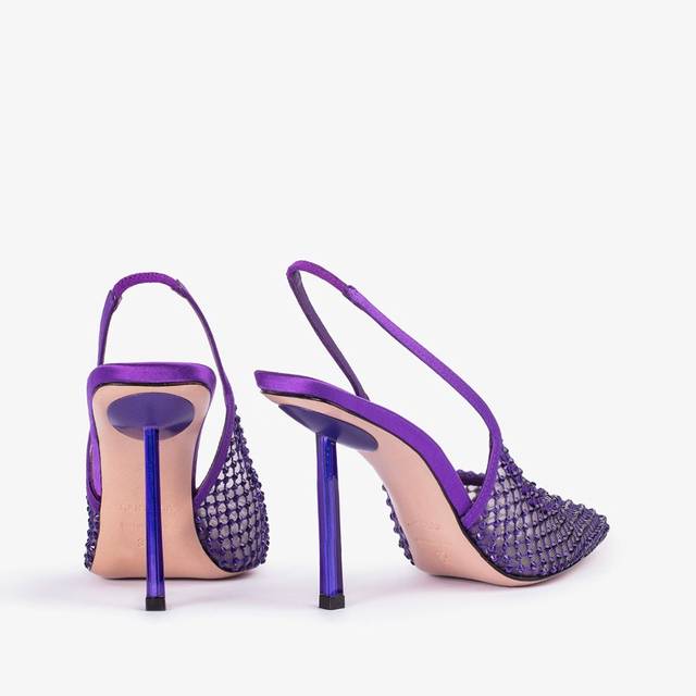 Le Silla Slingback gioiello rete viola Kamala e Cristalli Enormi risparmi