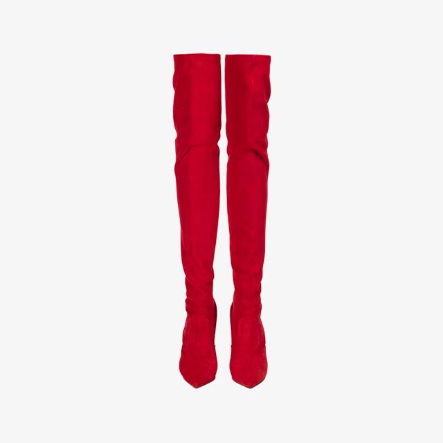 Le Silla Stivale sopra il ginocchio camoscio stretch rosso Rilascio limitato
