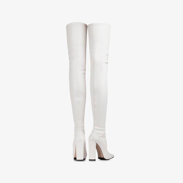 Le Silla Stivale sopra il ginocchio pelle vegan stretch bianco Ultimi tre giorni