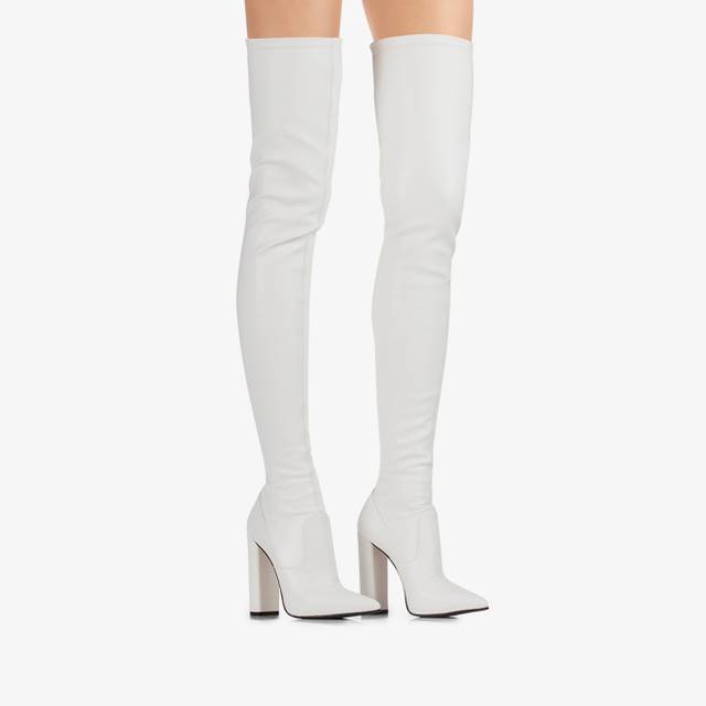 Le Silla Stivale sopra il ginocchio pelle vegan stretch bianco Ultimi tre giorni