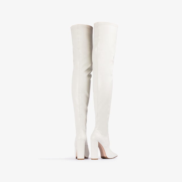 Le Silla Stivale sopra al ginocchio pelle vegan stretch bianco milk ACQUISTA ORA