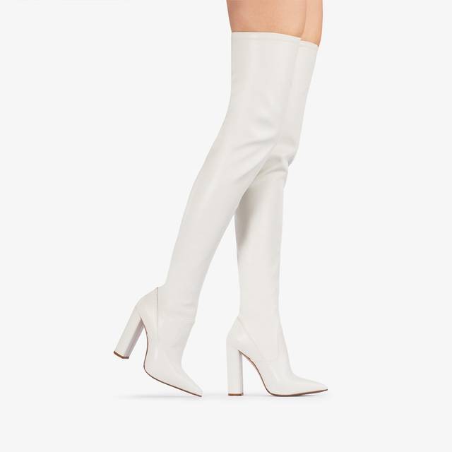 Le Silla Stivale sopra al ginocchio pelle vegan stretch bianco milk ACQUISTA ORA