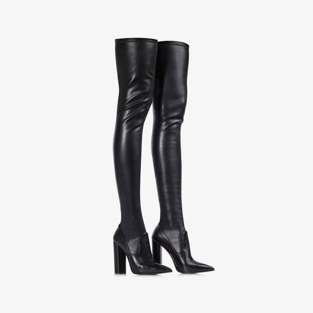 Le Silla Stivale sopra il ginocchio pelle vegan stretch nero Latest stili
