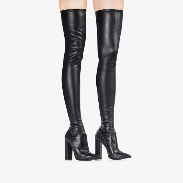 Le Silla Stivale sopra il ginocchio pelle vegan stretch nero Latest stili