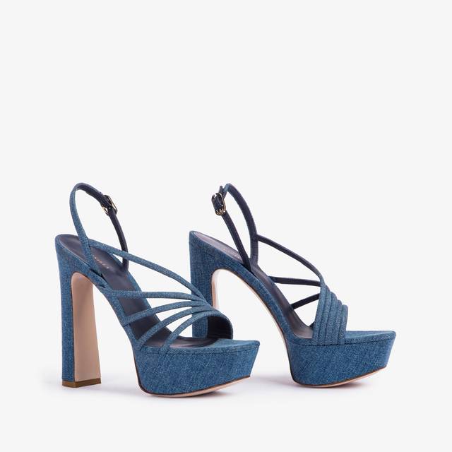Le Silla Sandalo con plateau denim blu Super sconto