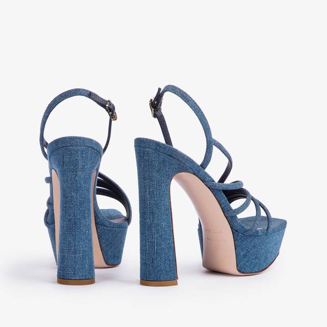 Le Silla Sandalo con plateau denim blu Super sconto