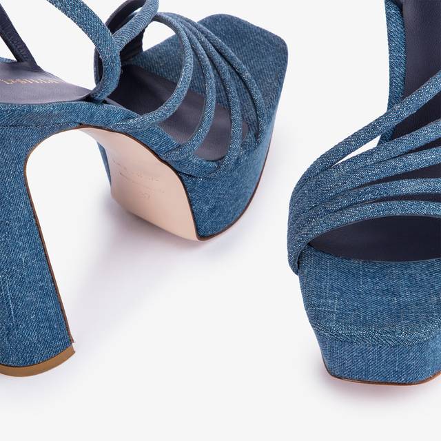 Le Silla Sandalo con plateau denim blu Super sconto