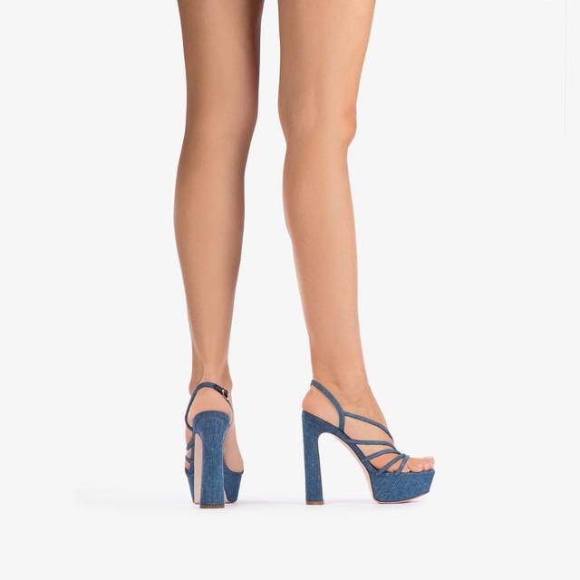 Le Silla Sandalo con plateau denim blu Super sconto