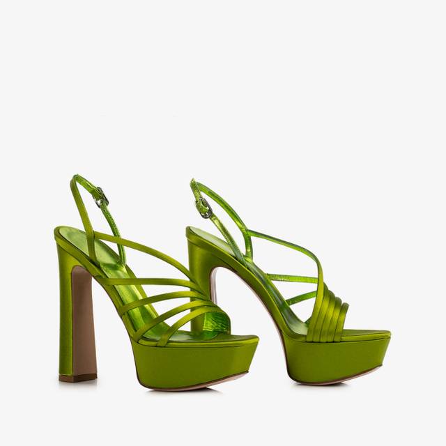Le Silla Sandalo raso verde tokyo Enormi sconti