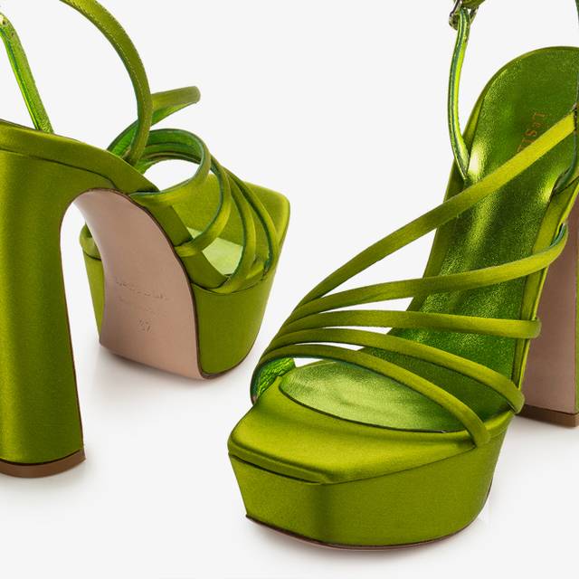 Le Silla Sandalo raso verde tokyo Enormi sconti