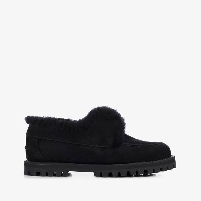 Le Silla Mocassino camoscio nero con fodera montone Black Friday Prezzi