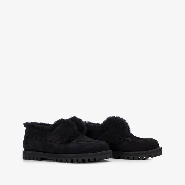 Le Silla Mocassino camoscio nero con fodera montone Black Friday Prezzi