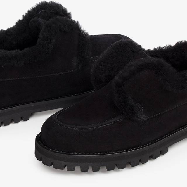 Le Silla Mocassino camoscio nero con fodera montone Black Friday Prezzi
