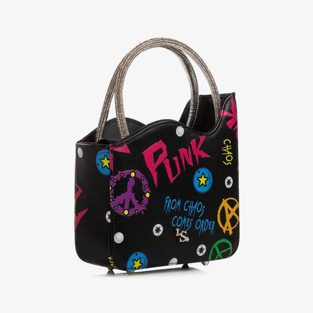 Le Silla Mini bag pelle nera e fucsia e Cristalli Italia