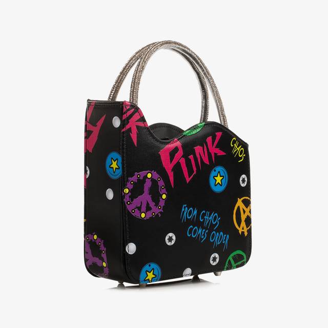 Le Silla Mini bag pelle nera e fucsia e Cristalli Italia