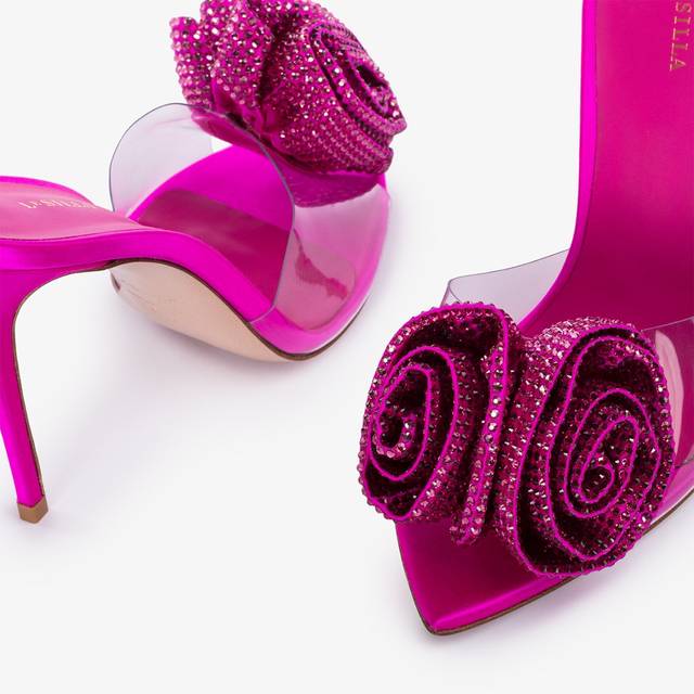 Le Silla Sandalo raso e plexy fucsia bouganville e Cristalli Presa