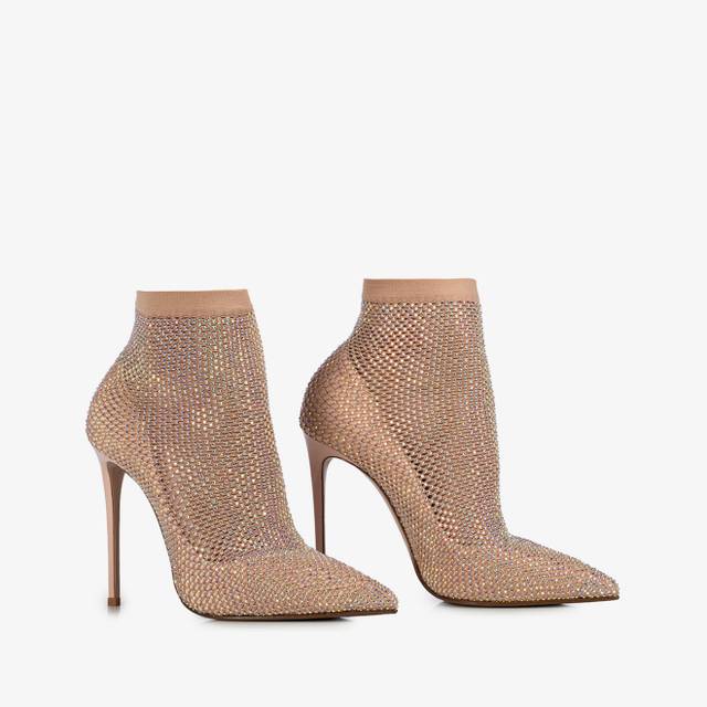 Le Silla Stivaletto calza nude skin con Cristalli Vendite Flash