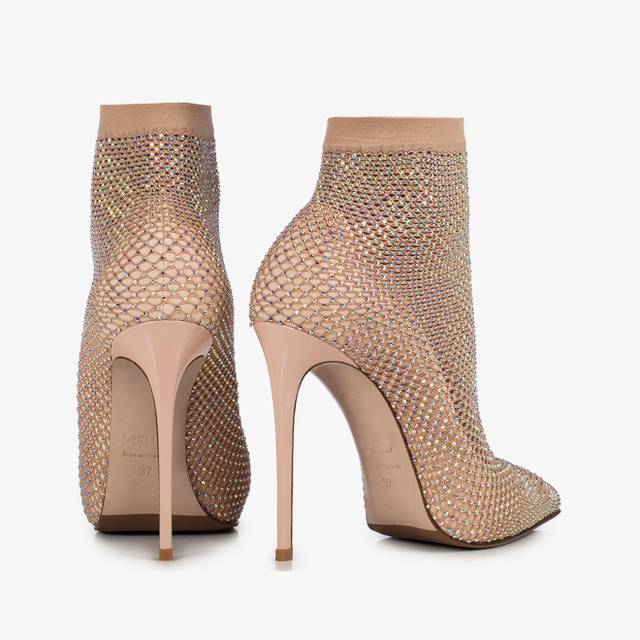 Le Silla Stivaletto calza nude skin con Cristalli Vendite Flash