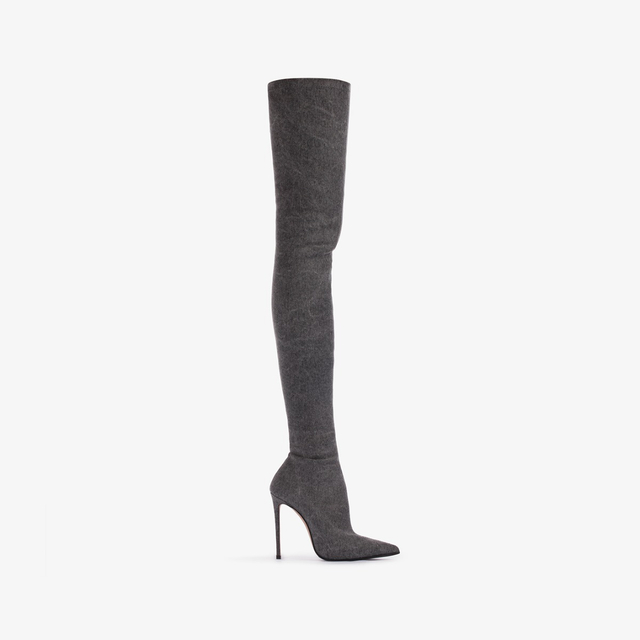Le Silla Stivale sopra al ginocchio denim stretch nero