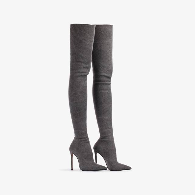 Le Silla Stivale sopra al ginocchio denim stretch nero Offerta speciale