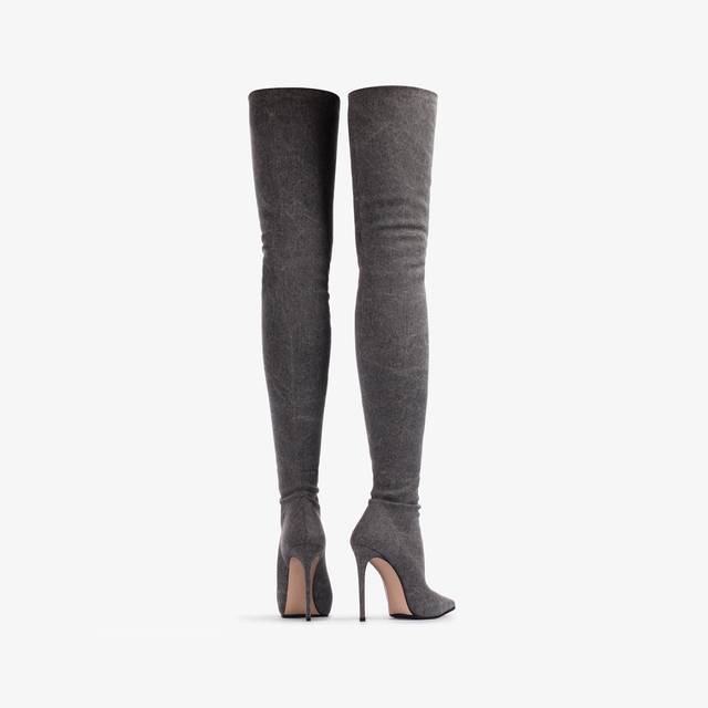 Le Silla Stivale sopra al ginocchio denim stretch nero Offerta speciale
