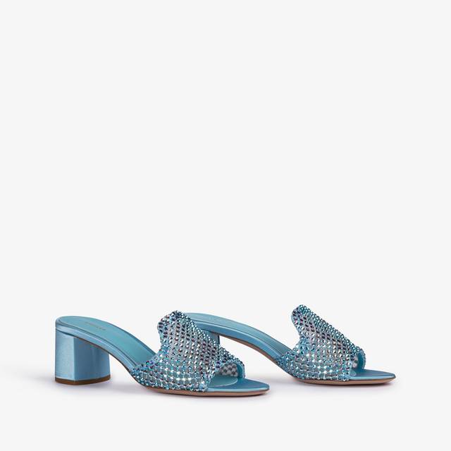 Le Silla Sandalo mule gioiello rete azzurro cielo con Cristalli Ultimi tre giorni