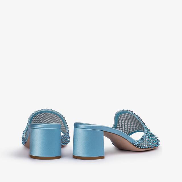 Le Silla Sandalo mule gioiello rete azzurro cielo con Cristalli Ultimi tre giorni