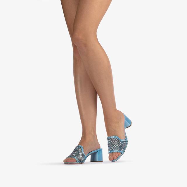 Le Silla Sandalo mule gioiello rete azzurro cielo con Cristalli Ultimi tre giorni