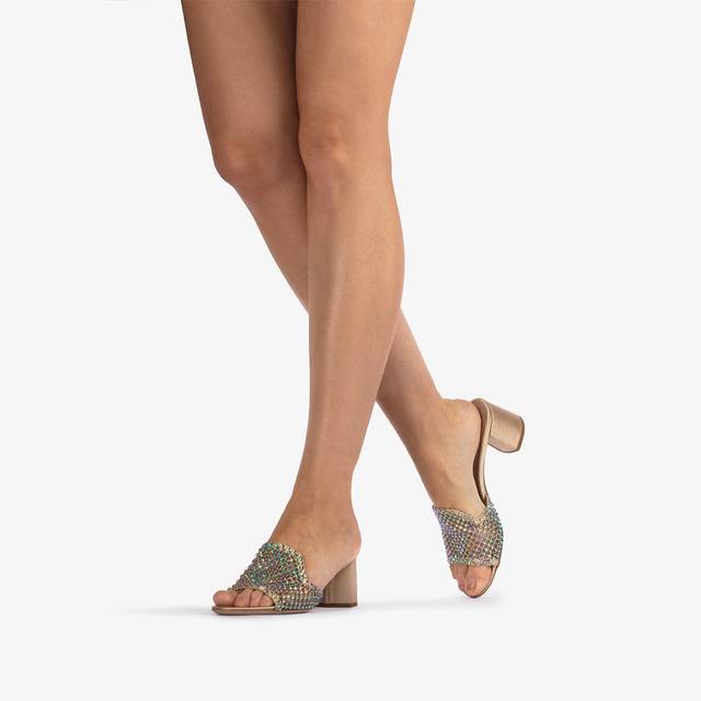 Le Silla Sandalo mule gioiello rete oro con Cristalli iridescenti Latest stili