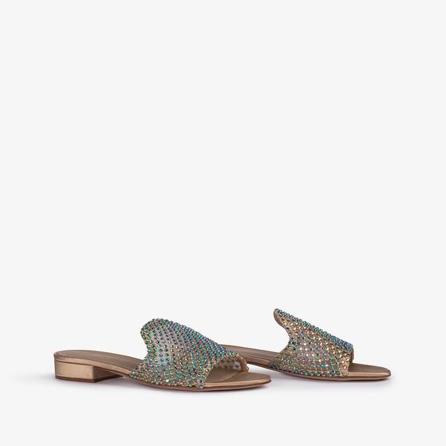 Le Silla Sandalo mule gioiello rete oro con Cristalli iridescenti Ultimi due giorni