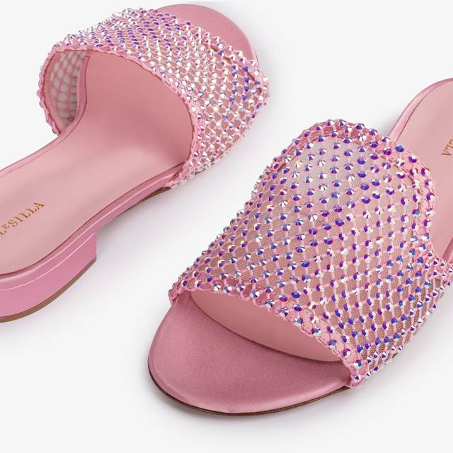 Le Silla Sandalo mule gioiello rete rosa dea con Cristalli Ultimo giorno