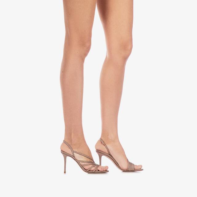 Le Silla Sandalo tessuto glitterato nude skin Promozione temporanea