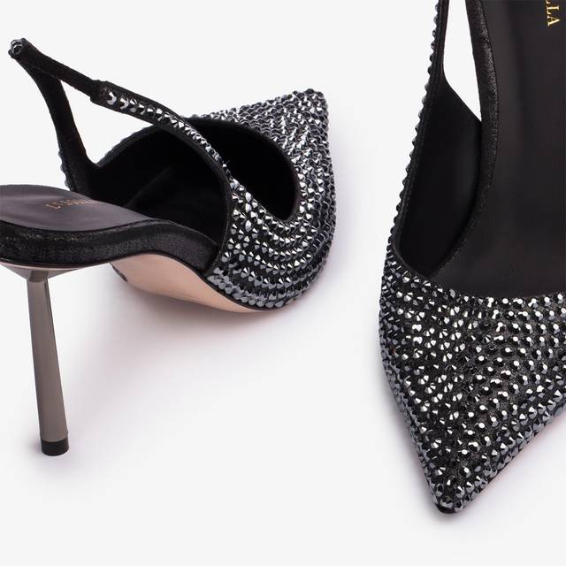 Le Silla Slingback cristalli nero jet Only for today
